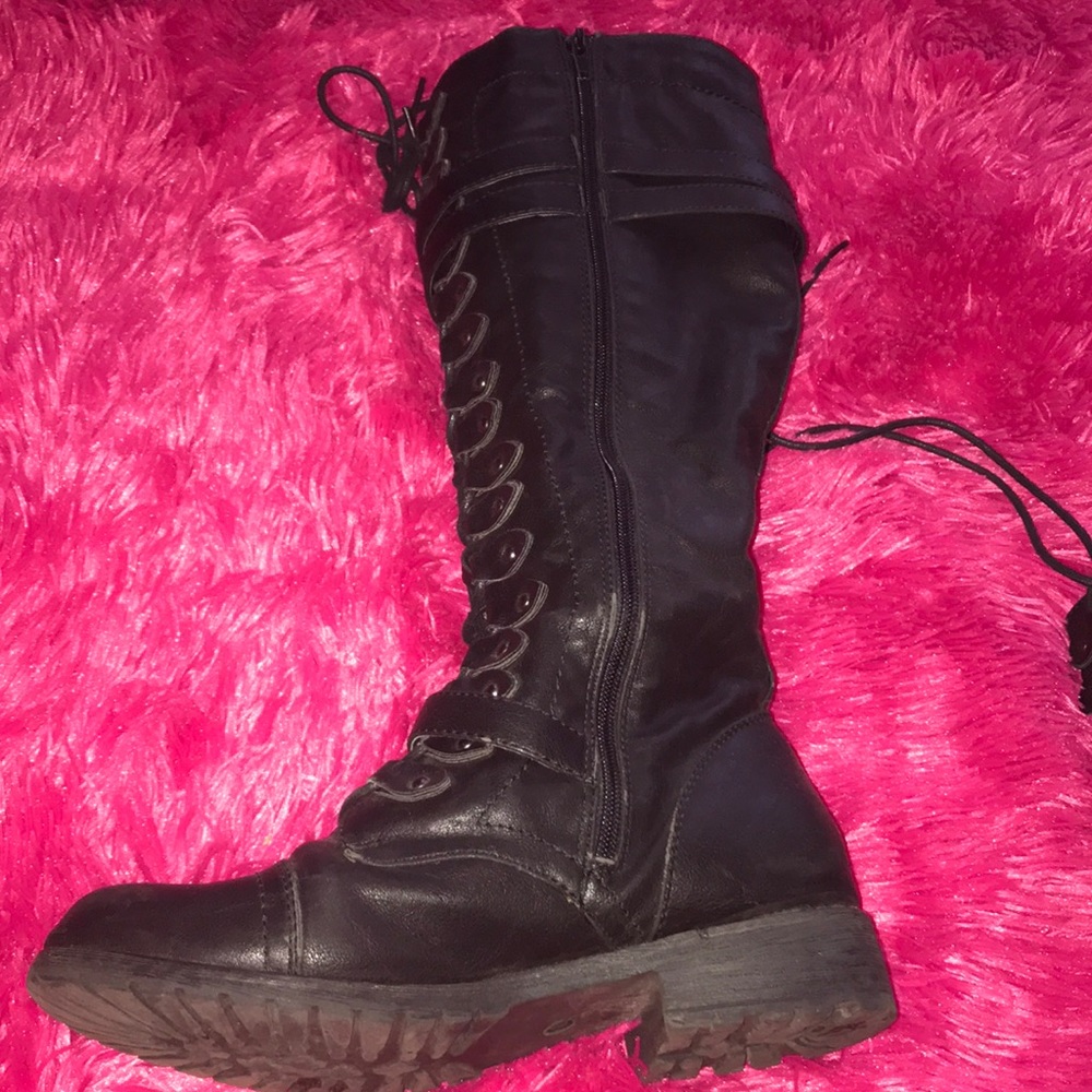 Charlotte Russe black zip up boots